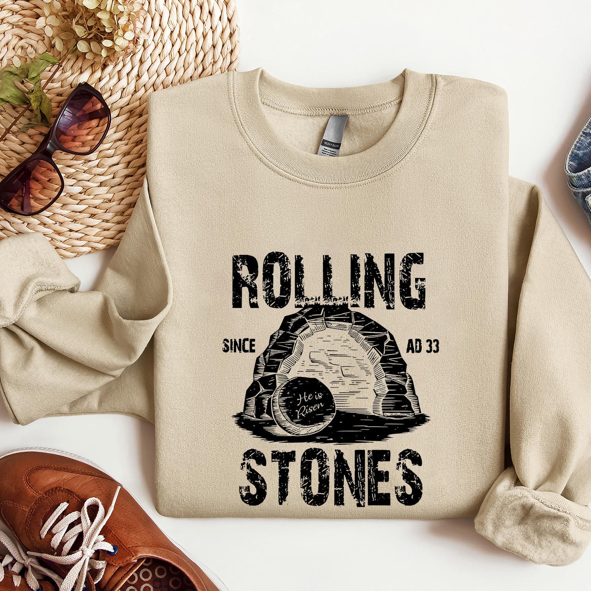 Easter Jesus Shirt, Rolling Stones Shirt, Christian Easter Shirt, Christian Shirt, He is Risen T Shirt, Bible Verse Shirt, Funny Easter Gift. ILAF52